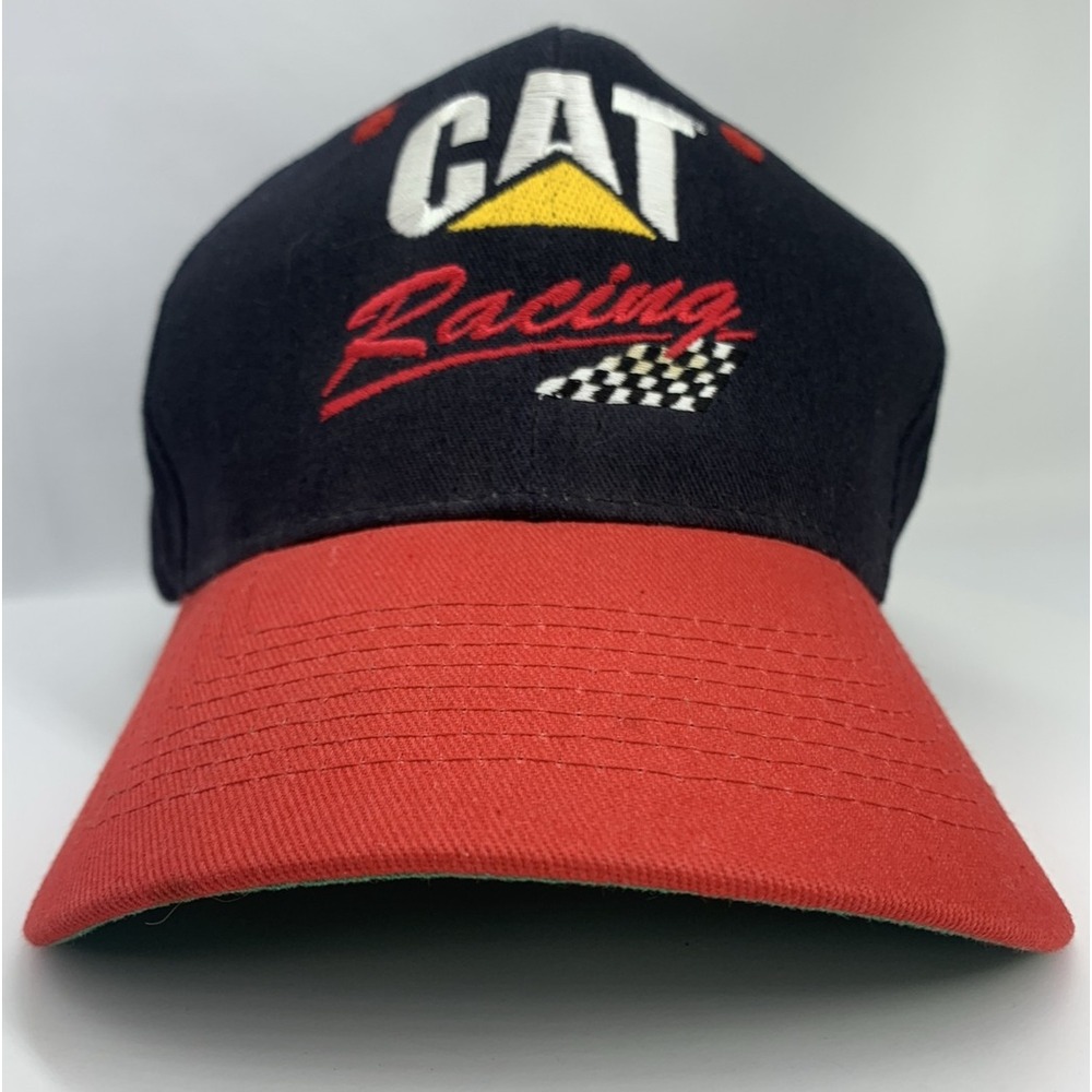 Cat Caterpillar Racing Hat Black Red Tonkin Adjustable OSFA Snapback KC Cap